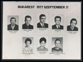 1977 A Malév 203-as számú, BM-es pilóták vezette, Bukarestnél lezuhant járatának személyzete, kisméretű tablókép, 10,5×14,5 cm