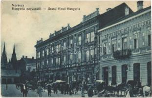 1918 Versec, Werschetz, Vrsac; Hungária nagyszálloda, Stein Sándor üzlete, piaci árusok / Grand Hotel Hungaria, shops, market vendors