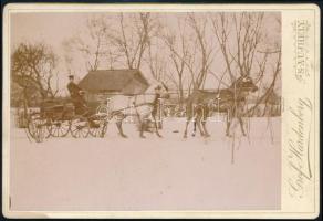 cca 1900 Lovas életképek Hardenberg gróf sátoraljaújhelyi birtokáról, 3 db keményhátú fotó, 16×11 cm