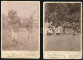 cca 1900 Lovas életképek Hardenberg gróf sátoraljaújhelyi birtokáról, 3 db keményhátú fotó, 16×11 cm