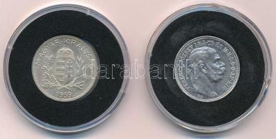 1914KB 1K Ag "Ferenc József" + 1939. 1P Ag T:1-