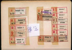 277 db Fekete-piros ajánlási ragjegy 6 lapos kis berakóban