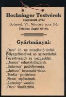 cca 1930 Daru ténták reklám tábla. Karton. Grund V. utódai nyomda. 18x25 cm