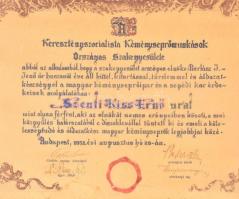 1931 Díszes kéményseprő oklevél üvegezett keretben. 33x46 cm