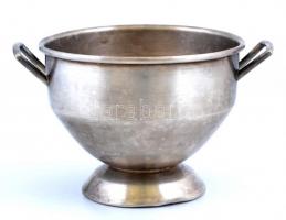 Alpakka fém kiöntő és füles tál, m:13 és 10 cm