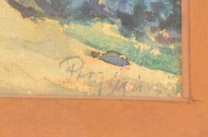 Olvashatatlan jelzéssel: Ház sarok. Akvarell, papír, üvegezett keretben, 18×29 cm