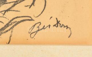 Bér Dezső (1875-1924): Szent Jobb körmenet. Litográfia, papír, jelzett, üvegezett keretben, 27×39 cm