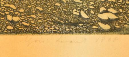 Nyári Lóránt (1928-1982): Papszigeti gyökerek. Rézkarc, papír, üvegezett keretben, jelzett, 29x49 cm