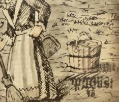 Müst jelzéssel: Esküvő. Tus-akvarell, papír, üvegezett keretben, 47×35 cm