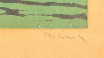 Olvashatatlan jelzéssel: Tanya. Színes linó, papír, üvegezett keretben, 24×33 cm