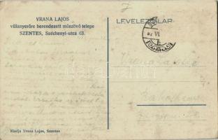 Szentes, Vrana Lajos villanyerőre berendezett műszövő telepe, belső. Vrana Lajos saját kiadása. Háto...