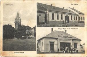 1931 Porcsalma, Református templom és iskola, Hangya fogyasztási és értékesítő szövetkezet üzlete és saját kiadása (EK)