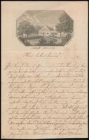 1845 Bohunicz (ma: Vágbánya/Bohunice), német nyelvű levél személyes ügyekben, a fejlécben a bohuniczi kastély metszetes látképével