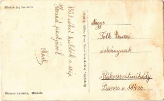 Sajóhídvég, Református templom és iskola, Fő utca, Hernád folyó részlete. Halász János kiadása (EK)