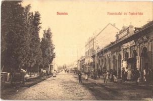 1912 Szentes, Piac, Haris-ház, Pollák Géza, Széll Imre, Plager Miksa üzlete (EK)