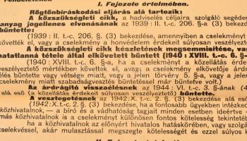 1944 A rögtönbíráskodás közellátással kapcsolatos rendelkezései, fővárosi hirdetmény, hajtott, kis s...