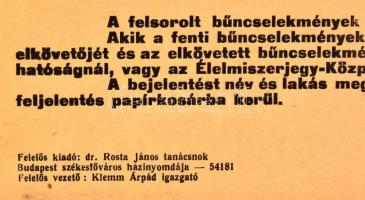 1944 A rögtönbíráskodás közellátással kapcsolatos rendelkezései, fővárosi hirdetmény, hajtott, kis s...