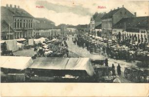 1911 Makó, Piactér, piaci árusok, üzletek, tömeg. Kiadja Vészi Dezső (fl)
