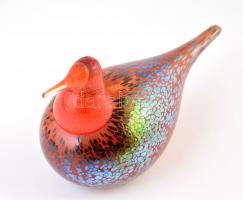 Iittala vízimadár, finn asztali üvegdísz, fújt, kézzel festett, jelzés nélkül, ismertető füzettel, a...