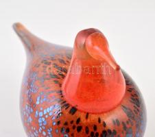 Iittala vízimadár, finn asztali üvegdísz, fújt, kézzel festett, jelzés nélkül, ismertető füzettel, a...