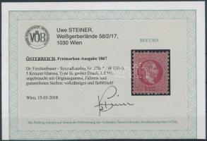 5kr purple pink. Certificate: Steiner 5kr lilás rózsaszín Certificate: Steiner