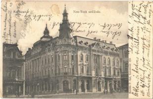 1909 Kolozsvár, Cluj; New York szálloda, Csiky Mihály üzlete. Kováts P. fiai 153. / Hotel New York, shops (fl)