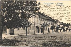 Szászváros, Broos, Orastie; Fő tér, üzletek. Kiadja a Szászvárosi Könyvnyomda / main square, shops