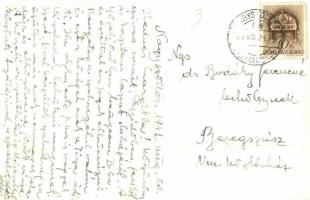 1941 Nagybánya, Baia Mare; utcakép, útjelző tábla Girodtótfalu és Máramarossziget felé / street view...