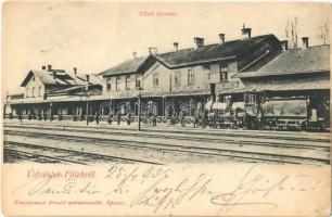 1905 Fülek, Filakovo; vasútállomás, gőzmozdony. Divald / railway station, locomotive + MISKOLCZ-FÜLEK mozgóposta (EK)