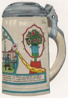 1911 Höre, was der Weise spricht... / Litho sörös korsó mechanikus képeslap / Litho mechanical postc...