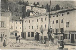 1906 Kanal ob Soci, trg, lekarna, kavarna / square, pharmacy, cafe, shop of Ant. Gabrijelcic