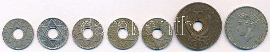 Brit Nyugat-Afrika 1936-1946. 1/10p (5xklf) + Brit Kelet-Afrika 1935. 10c Br + 1950. 1Sh T:1--2
Bri...