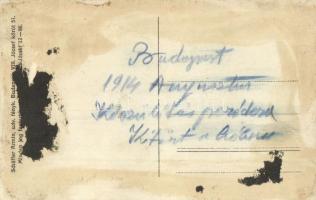 1914 Budapest, kitört az első világháború, készülődés katonai parádéra. Schäffer Ármin photo (ragasz...