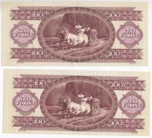 1992. 100Ft (2x) sorszámkövetők, nyomdai papírránccal T:II Adamo F37