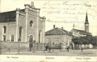 1904 Vác, Izraelita templom, zsinagóga, rabbilak, zsidó iskola, Evangélikus templom. Divald Károly 590. sz. (fl)