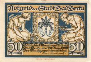 Német Birodalom/Weimari Köztársaság/Berka 1920. 10Pf, 25Pf, 50Pf komplett sor! T:I