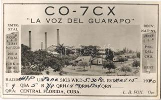 CO-7CX La Voz Del Guarapo Central Florida Kuba / Modern QSL, i.e. confirmation cards of a two-way communication between two amateur radio stations