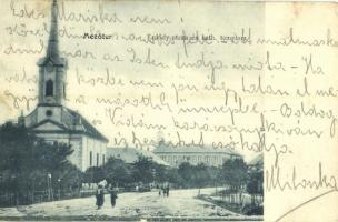 1905 Mezőtúr, Erdődy utca, katolikus templom. Kiadja Fekete Mária (EK)