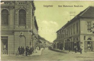 1918 Szigetvár, Báró Biedermann Rezső utca, Spitzer Benő és Oscsodál Gusztáv üzlete (EK)