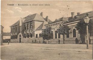 Tasnád, Községháza, állami elemi iskola / town hall, school
