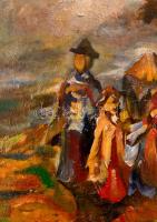 Holló László (1887-1976): Hazafelé. Olaj, vászon, jelzett, restaurált, 45×56 cm