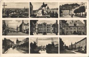 17 db RÉGI magyar és történelmi magyar városképes lap / 17 pre-1945 town-view postcards from the Kin...