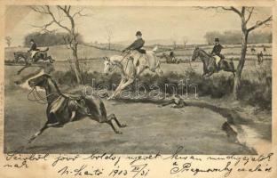 1903 Horse riding, art postcard. Déposé Series No. 6045. s: G. D. Rowlandson (EK)