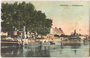 1911 Orsova, Hafenpartie / kikötő, monitor / port, river guard ship (fl)