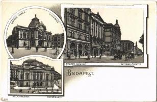 Budapest, Vígszínház, Népszínház, Nemzeti Színház. Art Nouveau, litho (EK)