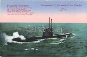 Unterseeboot U, klar machend zum Tauchen, U9. Kaiserliche Marine / German navy submarine