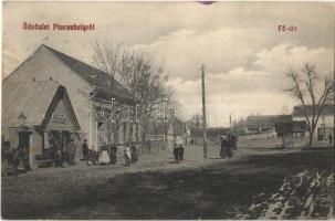 1912 Pincehely, Fő tér, Kircz Ede vegyeskereskedése és saját kiadása