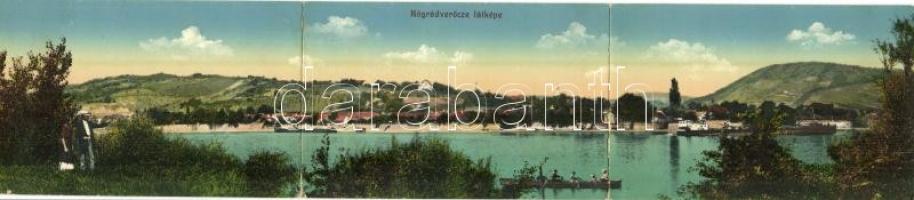 Verőce, Nógrádverőce; Három lapos kinyitható képeslap a Dunával / 3-tiled folding panoramacard (fl)