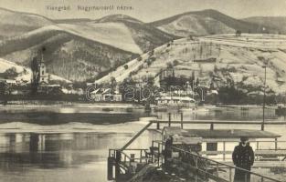 1916 Visegrád, Nagymarosról nézve télen, hajóskapitány a kikötőben. Zoller József kiadása
