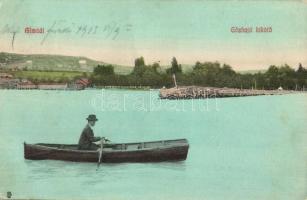Balatonalmádi, Almádi; Gőzhajó kikötő, csónakos. Balatoni Szövetség kiadása